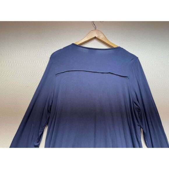 Knox Rose Womens Wrap Surplice Blouse Top Size L Blue Floral Embroidered Boho - Picture 12 of 13